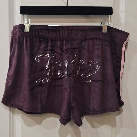 Juicy Couture Rhinestone Logo Side Stripe Velour Lounge Shorts - Picture 5 of 5
